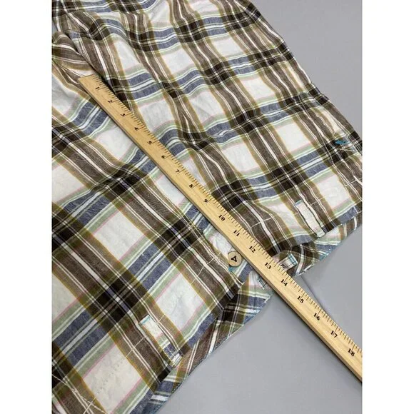 Tommy Bahama Linen Relax Mens Shorts Size 38 Plaid Chino Vacation Brown beach - Picture 9 of 14